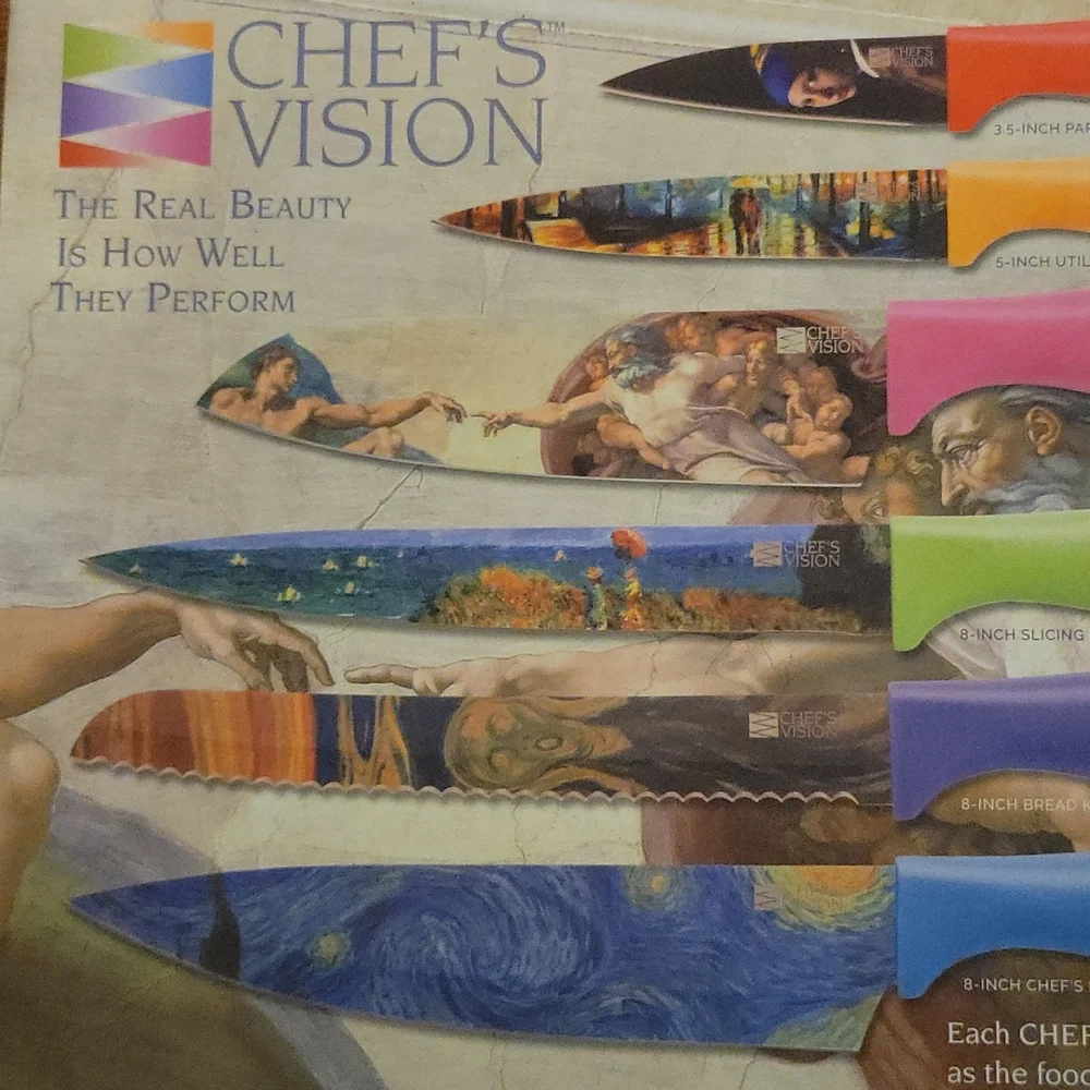 Chef's Vision Masterpiece 6 pc color knife set art lovers stainless steel New…